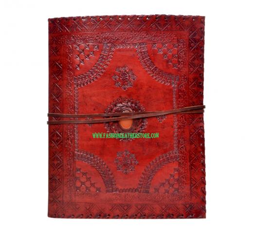 New Design Handmade Embossed Leather Journal Antique Single Stone Leather Journal Diary